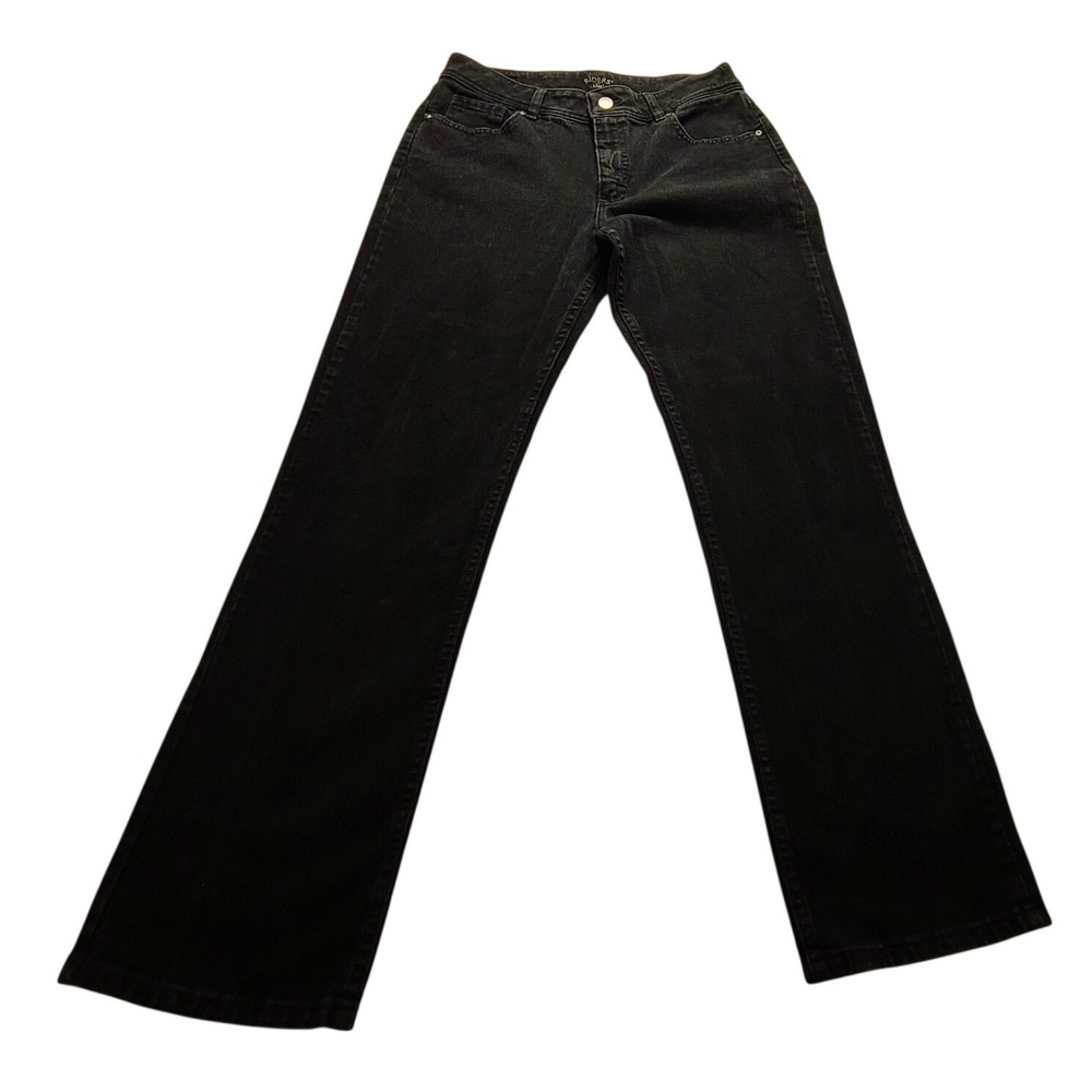Riders by Lee Women's Black Stretch Denim Straight Leg Jeans Size 12M Mid rise